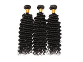 Deep Wave Remy Human Hair 3 Bundles With 4*4 Lace Closure